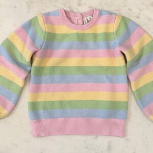 Janie and Jack Pastel Striped Balloon Sleeve Sweater - Size 7